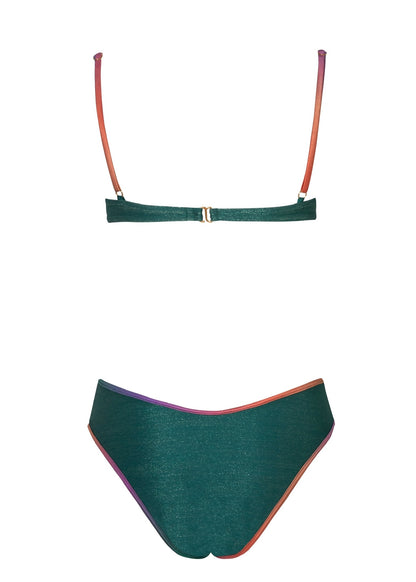 BIKINI VERDE CONTORNO DE COLORES