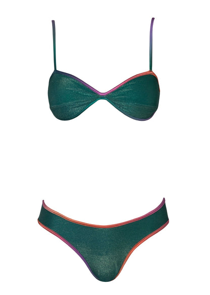 BIKINI VERDE CONTORNO DE COLORES