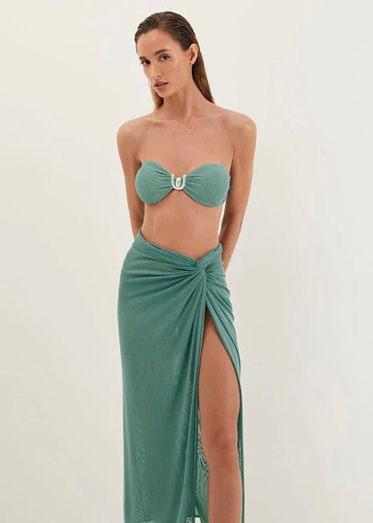 FALDA MIDI MESH VERDE